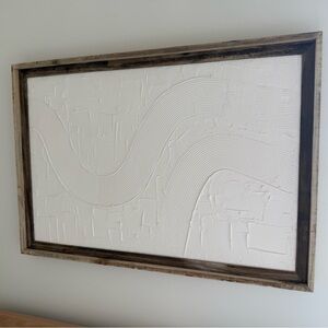 Textured White Wall Art in Wooden Frame
